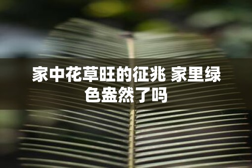 家中花草旺的征兆 家里绿色盎然了吗