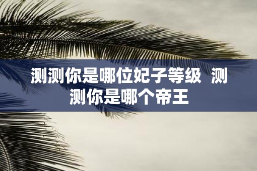 测测你是哪位妃子等级  测测你是哪个帝王