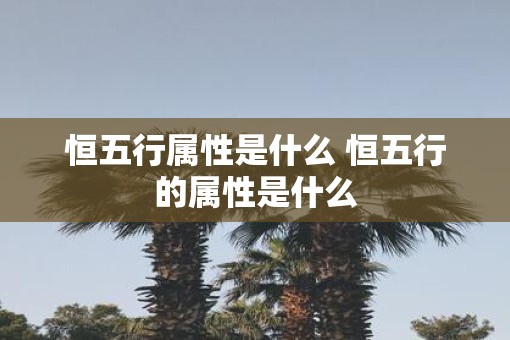 恒五行属性是什么 恒五行的属性是什么