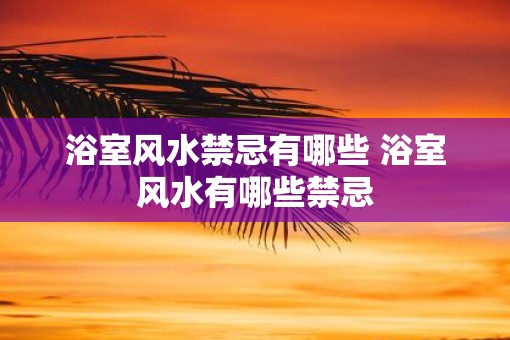 浴室风水禁忌有哪些 浴室风水有哪些禁忌