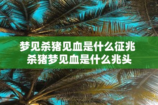 梦见杀猪见血是什么征兆 杀猪梦见血是什么兆头