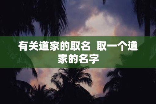有关道家的取名  取一个道家的名字