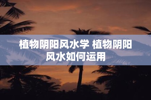植物阴阳风水学 植物阴阳风水如何运用