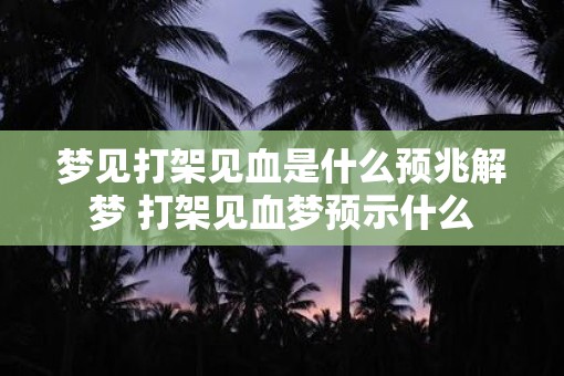 梦见打架见血是什么预兆解梦 打架见血梦预示什么
