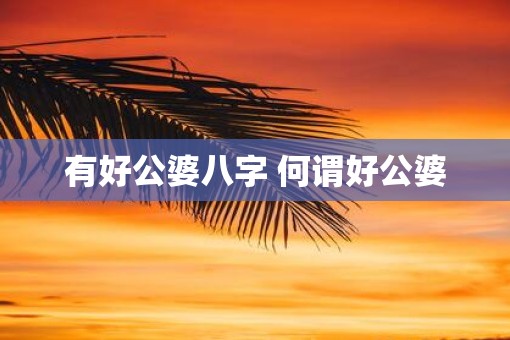 有好公婆八字 何谓好公婆