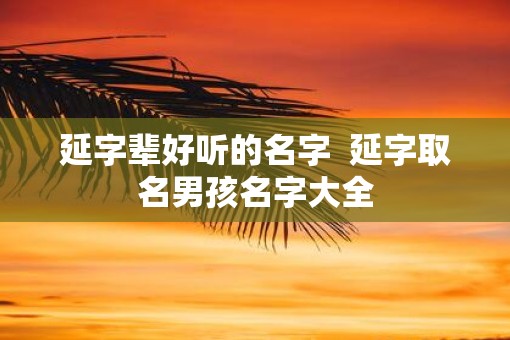 延字辈好听的名字  延字取名男孩名字大全