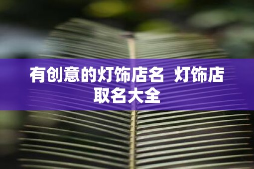 有创意的灯饰店名  灯饰店取名大全