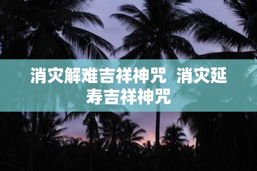 消灾解难吉祥神咒  消灾延寿吉祥神咒
