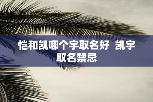 恺和凯哪个字取名好  凯字取名禁忌