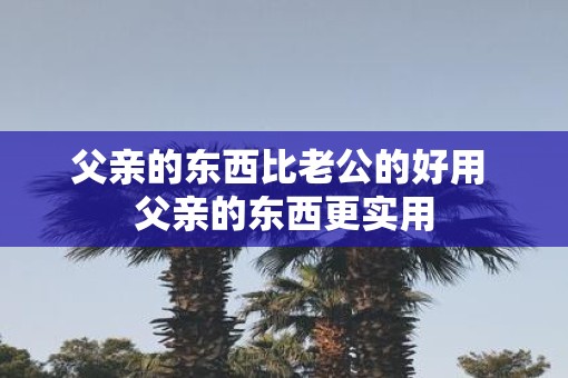 父亲的东西比老公的好用 父亲的东西更实用
