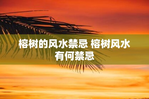 榕树的风水禁忌 榕树风水有何禁忌