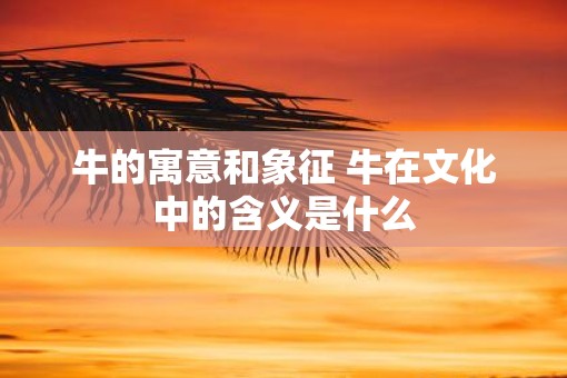 牛的寓意和象征 牛在文化中的含义是什么