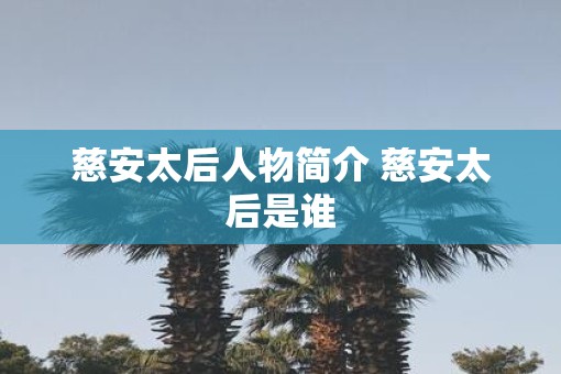 慈安太后人物简介 慈安太后是谁
