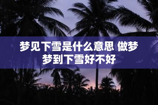 梦见下雪是什么意思 做梦梦到下雪好不好
