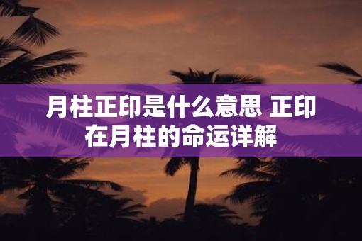 月柱正印是什么意思 正印在月柱的命运详解