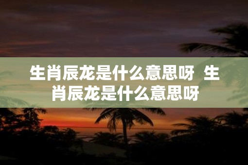 生肖辰龙是什么意思呀  生肖辰龙是什么意思呀