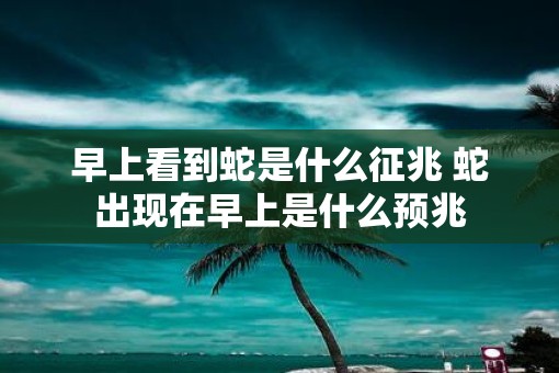 早上看到蛇是什么征兆 蛇出现在早上是什么预兆