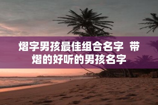熠字男孩最佳组合名字  带熠的好听的男孩名字