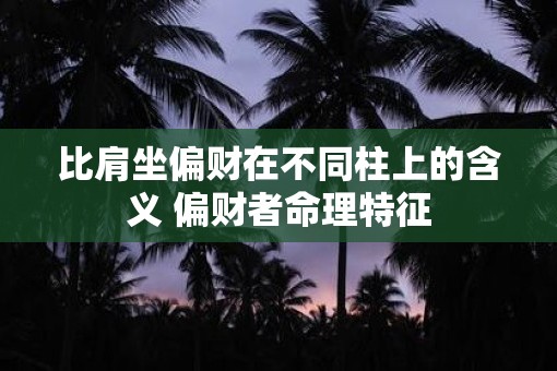 比肩坐偏财在不同柱上的含义 偏财者命理特征 比肩坐偏财在不同柱上的含义 偏财者命理特征