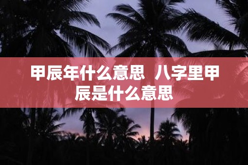 甲辰年什么意思  八字里甲辰是什么意思