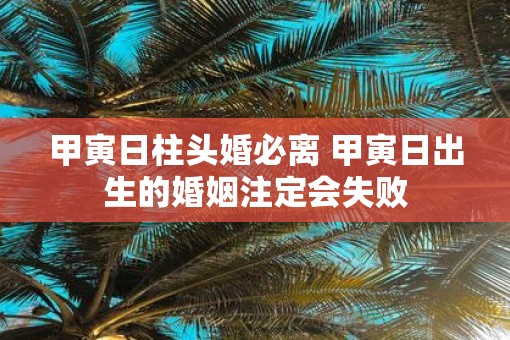 甲寅日柱头婚必离 甲寅日出生的婚姻注定会失败