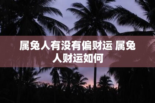 属兔人有没有偏财运 属兔人财运如何