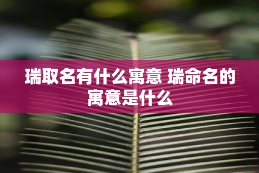 瑞取名有什么寓意 瑞命名的寓意是什么