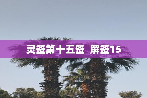 灵签第十五签  解签15