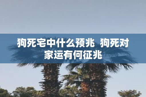 狗死宅中什么预兆  狗死对家运有何征兆