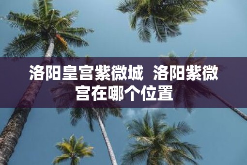 洛阳皇宫紫微城  洛阳紫微宫在哪个位置