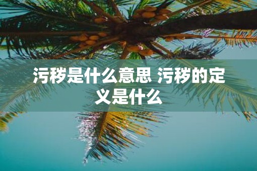 污秽是什么意思 污秽的定义是什么