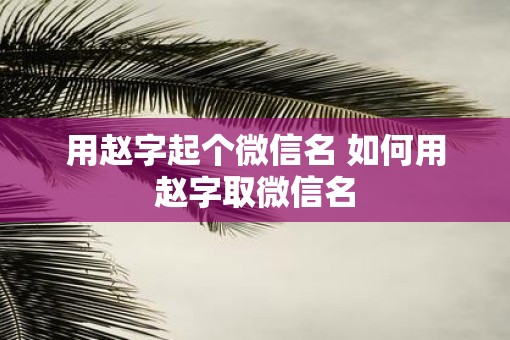 用赵字起个微信名 如何用赵字取微信名