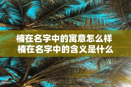 楠在名字中的寓意怎么样 楠在名字中的含义是什么