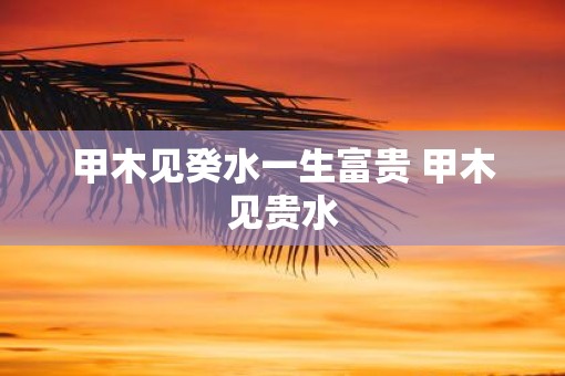 甲木见癸水一生富贵 甲木见贵水
