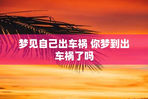 梦见自己出车祸 你梦到出车祸了吗