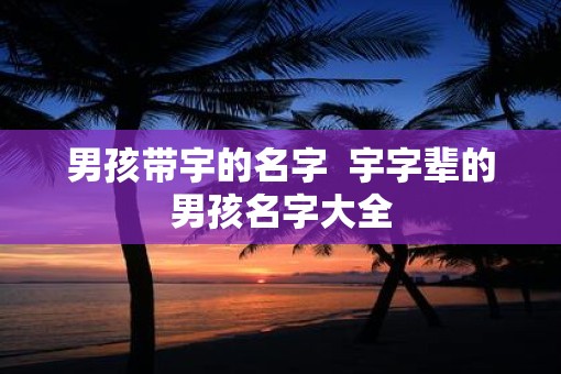 男孩带宇的名字  宇字辈的男孩名字大全