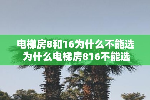 电梯房8和16为什么不能选 为什么电梯房816不能选