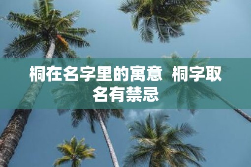 桐在名字里的寓意  桐字取名有禁忌