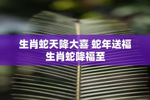 生肖蛇天降大喜 蛇年送福生肖蛇降福至
