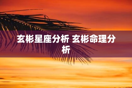 玄彬星座分析 玄彬命理分析