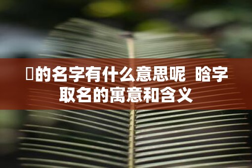 琀的名字有什么意思呢  晗字取名的寓意和含义