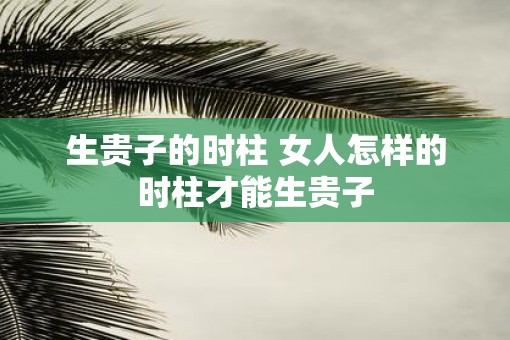 生贵子的时柱 女人怎样的时柱才能生贵子
