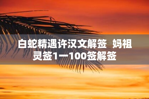 白蛇精遇许汉文解签  妈祖灵签1一100签解签