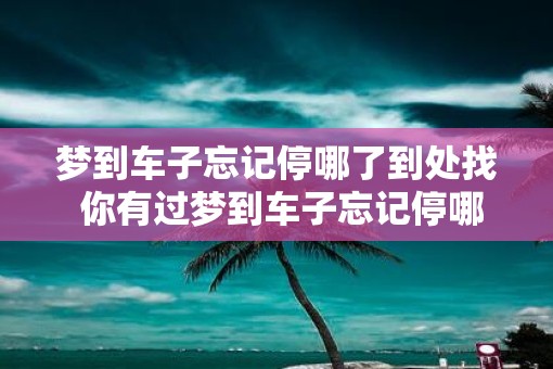 梦到车子忘记停哪了到处找 你有过梦到车子忘记停哪了的经历吗