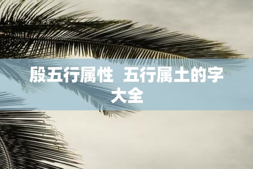 殷五行属性  五行属土的字大全
