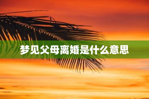 梦见父母离婚是什么意思