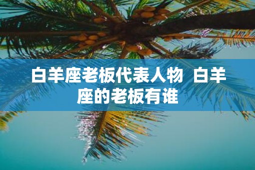 白羊座老板代表人物  白羊座的老板有谁