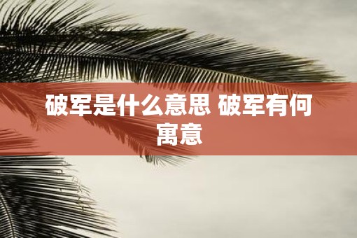 破军是什么意思 破军有何寓意