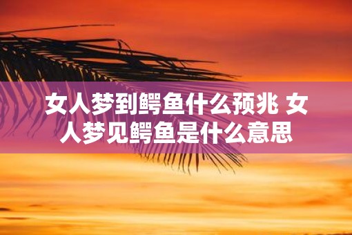 女人梦到鳄鱼什么预兆 女人梦见鳄鱼是什么意思