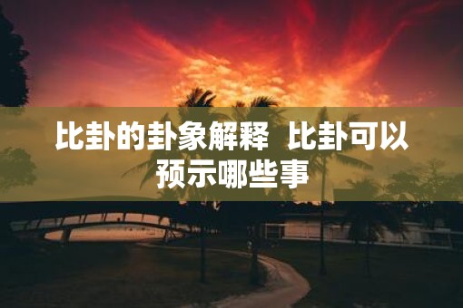 比卦的卦象解释  比卦可以预示哪些事